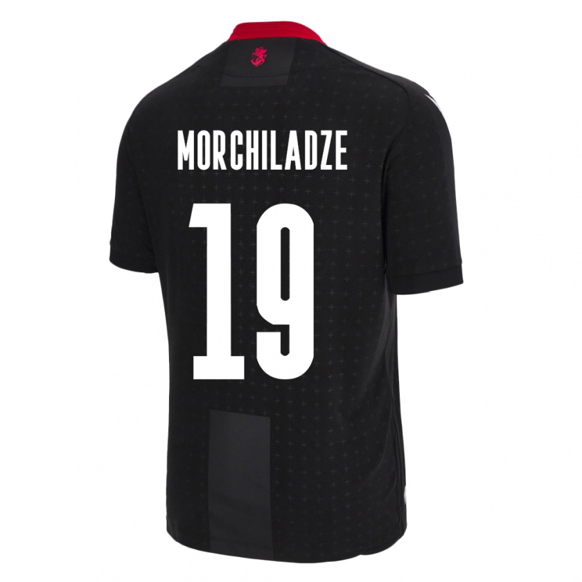 Kandiny Bambino Maglia Georgia Tornike Morchiladze #19 Nero Kit Gara Away 24-26 Maglietta