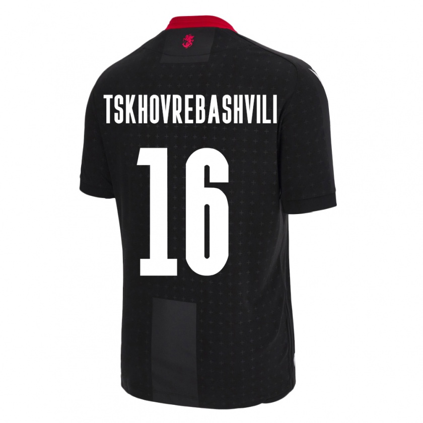 Kandiny Bambino Maglia Georgia Nikoloz Tskhovrebashvili #16 Nero Kit Gara Away 24-26 Maglietta