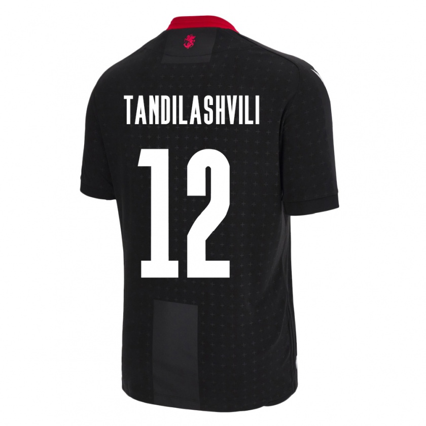 Kandiny Bambino Maglia Georgia Levan Tandilashvili #12 Nero Kit Gara Away 24-26 Maglietta