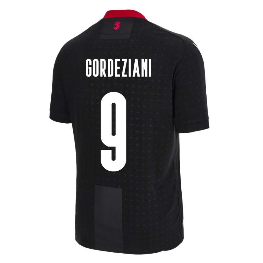 Kandiny Bambino Maglia Georgia Vasilios Gordeziani #9 Nero Kit Gara Away 24-26 Maglietta