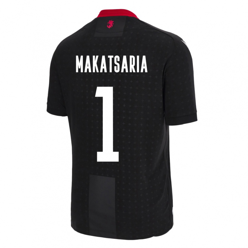 Kandiny Bambino Maglia Georgia Mikheil Makatsaria #1 Nero Kit Gara Away 24-26 Maglietta