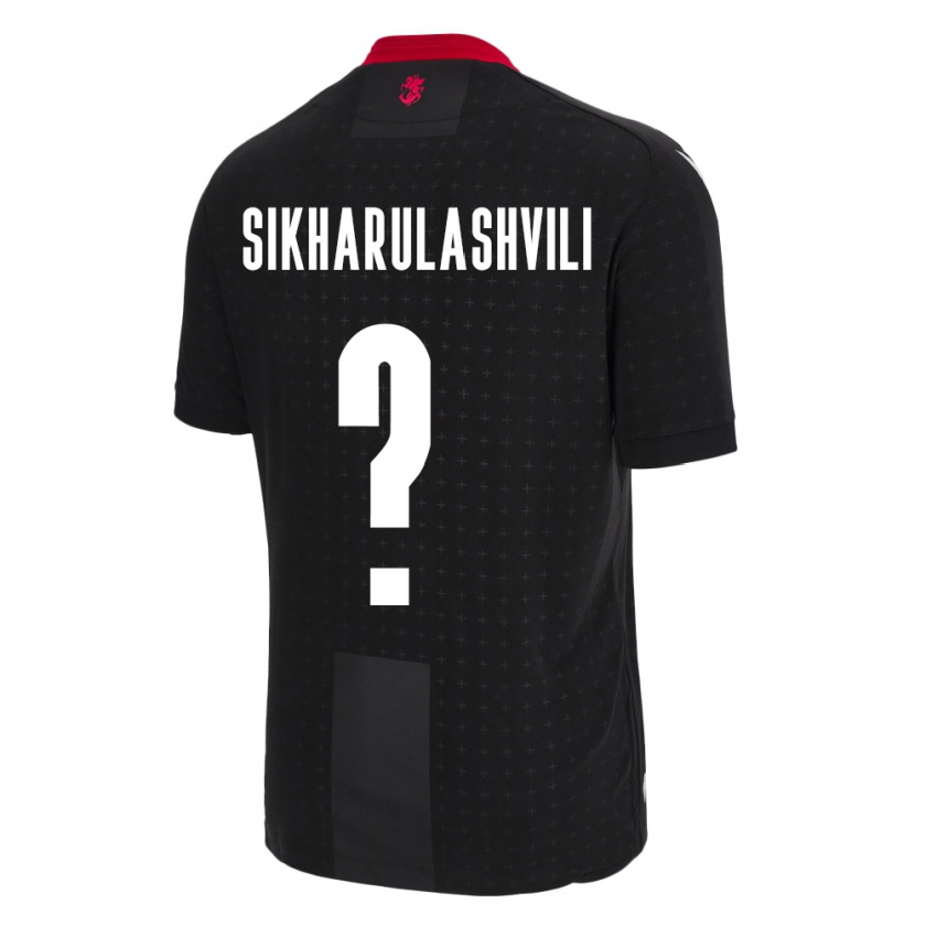 Kandiny Bambino Maglia Georgia Nika Sikharulashvili #0 Nero Kit Gara Away 24-26 Maglietta