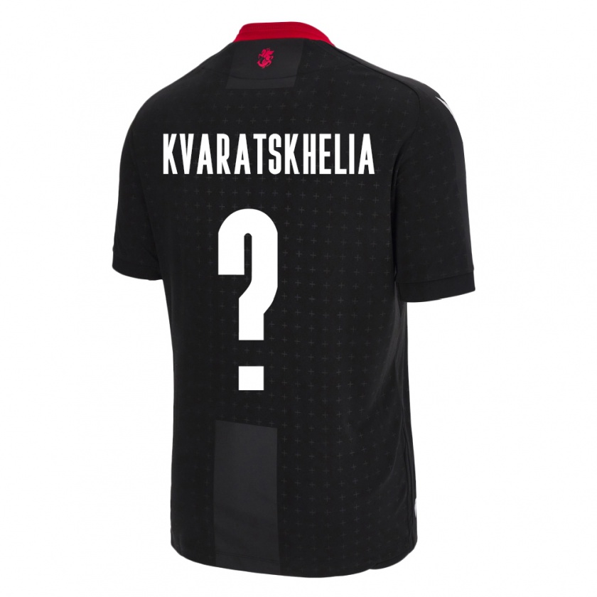 Kandiny Bambino Maglia Georgia Lasha Kvaratskhelia #0 Nero Kit Gara Away 24-26 Maglietta