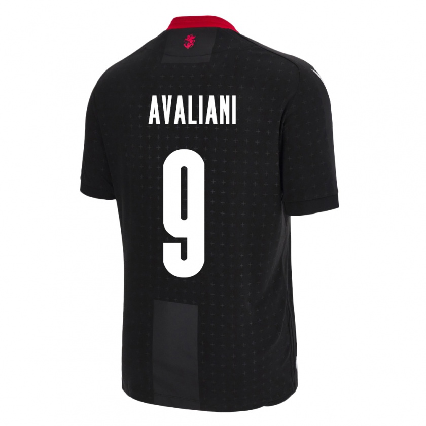 Kandiny Bambino Maglia Georgia Aleksandre Avaliani #9 Nero Kit Gara Away 24-26 Maglietta