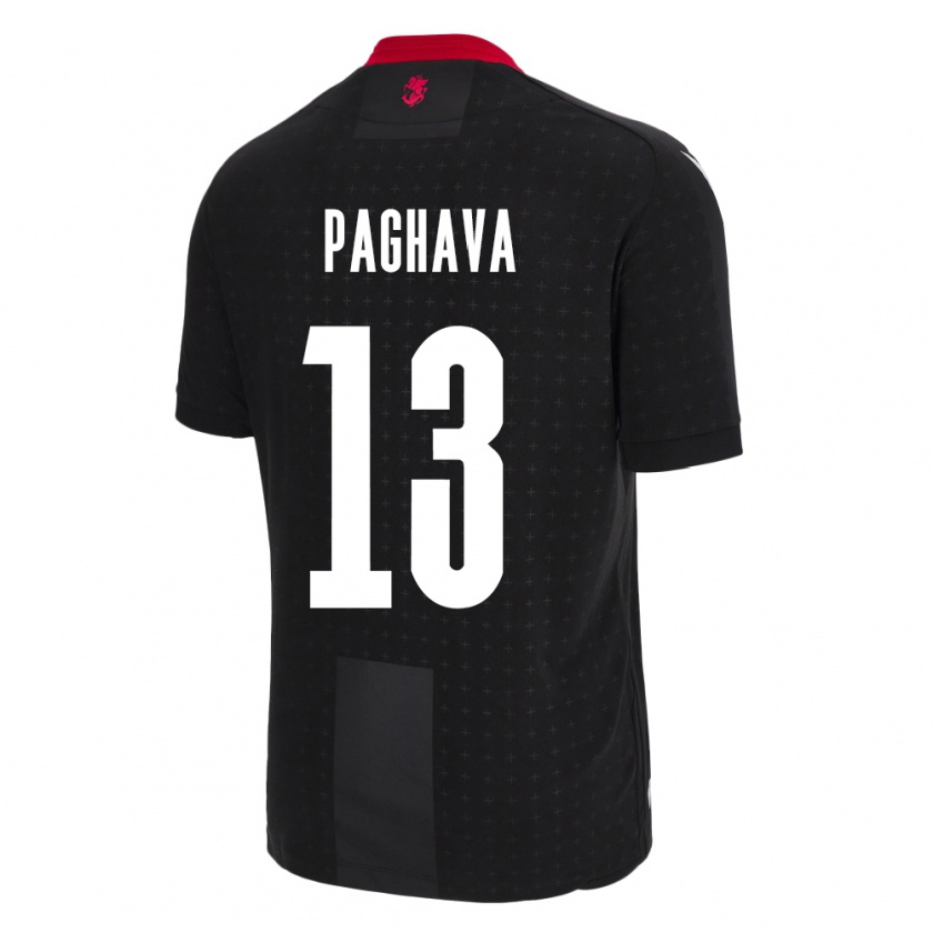 Kandiny Bambino Maglia Georgia Davit Paghava #13 Nero Kit Gara Away 24-26 Maglietta