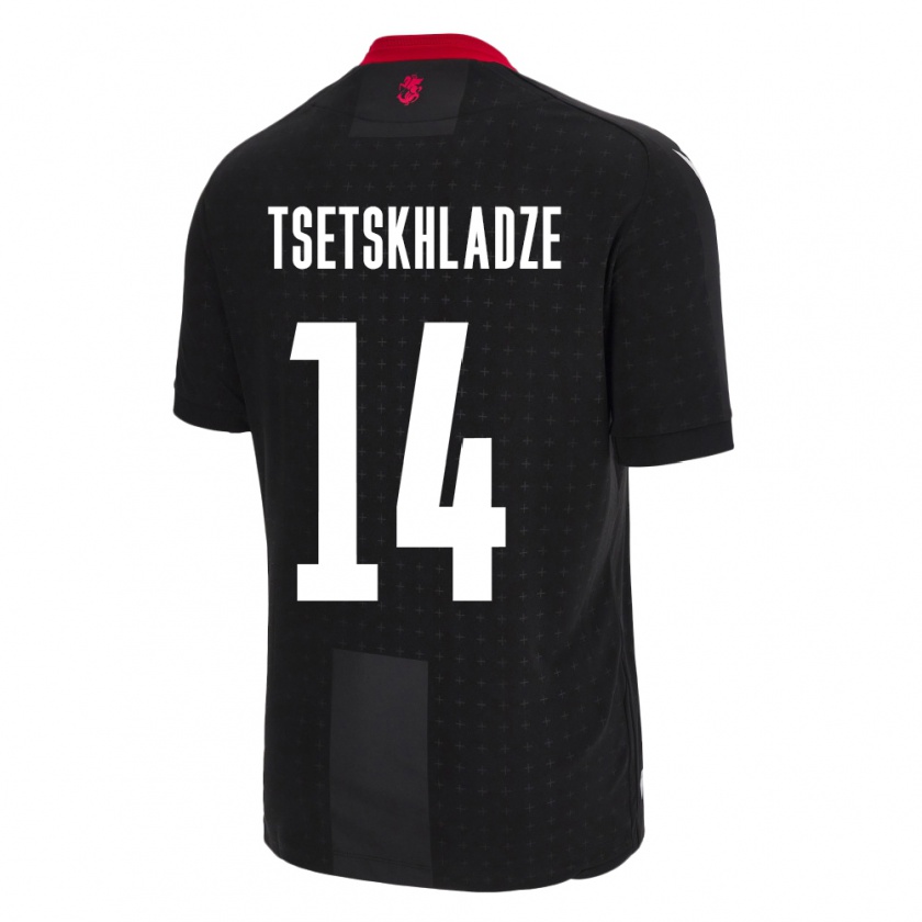 Kandiny Bambino Maglia Georgia Nikoloz Tsetskhladze #14 Nero Kit Gara Away 24-26 Maglietta