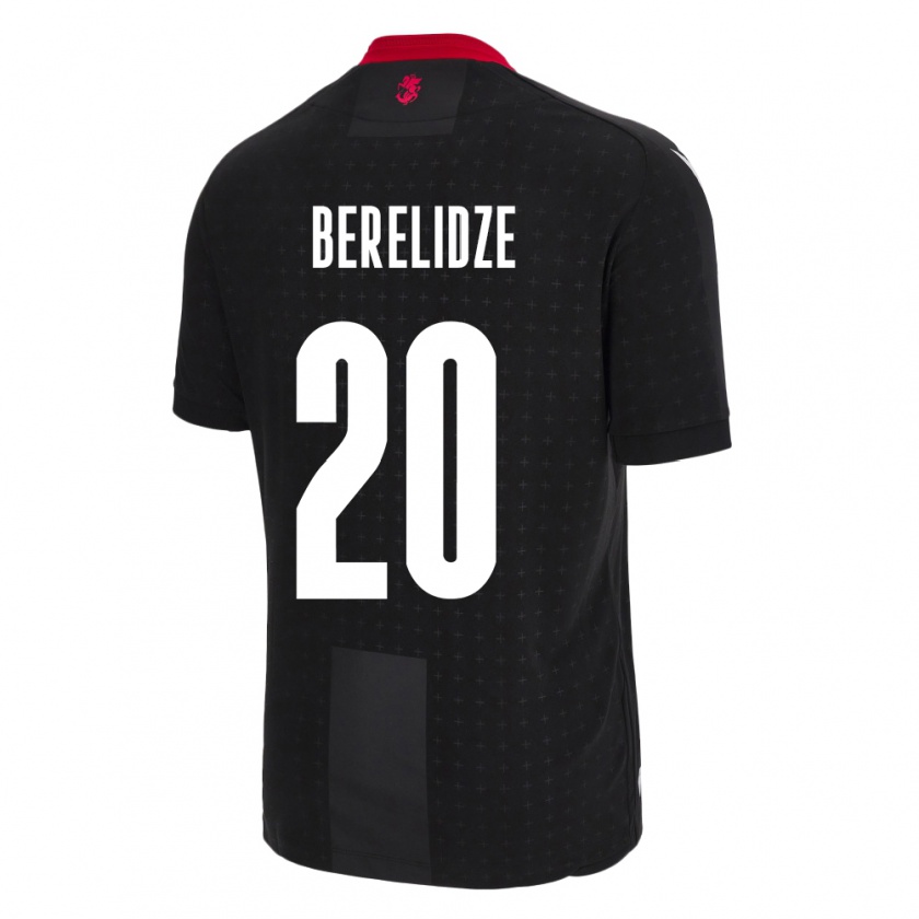 Kandiny Bambino Maglia Georgia Tsotne Berelidze #20 Nero Kit Gara Away 24-26 Maglietta