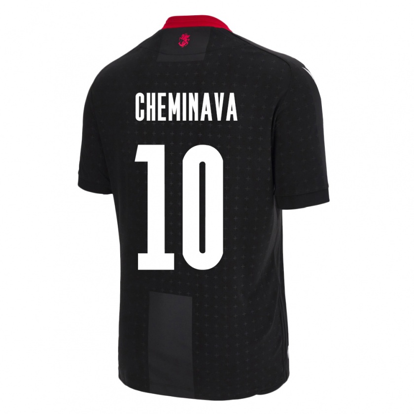 Kandiny Kinder Georgien Ana Cheminava #10 Schwarz Auswärtstrikot Trikot 24-26 T-Shirt Österreich