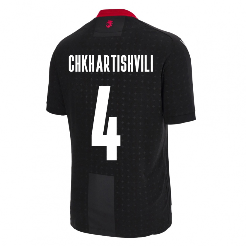 Kandiny Bambino Maglia Georgia Nino Chkhartishvili #4 Nero Kit Gara Away 24-26 Maglietta