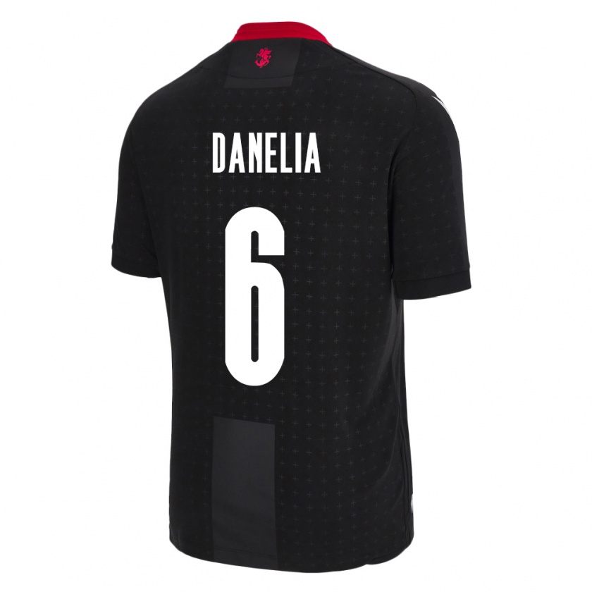 Kandiny Bambino Maglia Georgia Natia Danelia #6 Nero Kit Gara Away 24-26 Maglietta