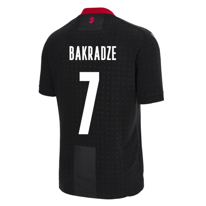 Kandiny Bambino Maglia Georgia Teona Bakradze #7 Nero Kit Gara Away 24-26 Maglietta