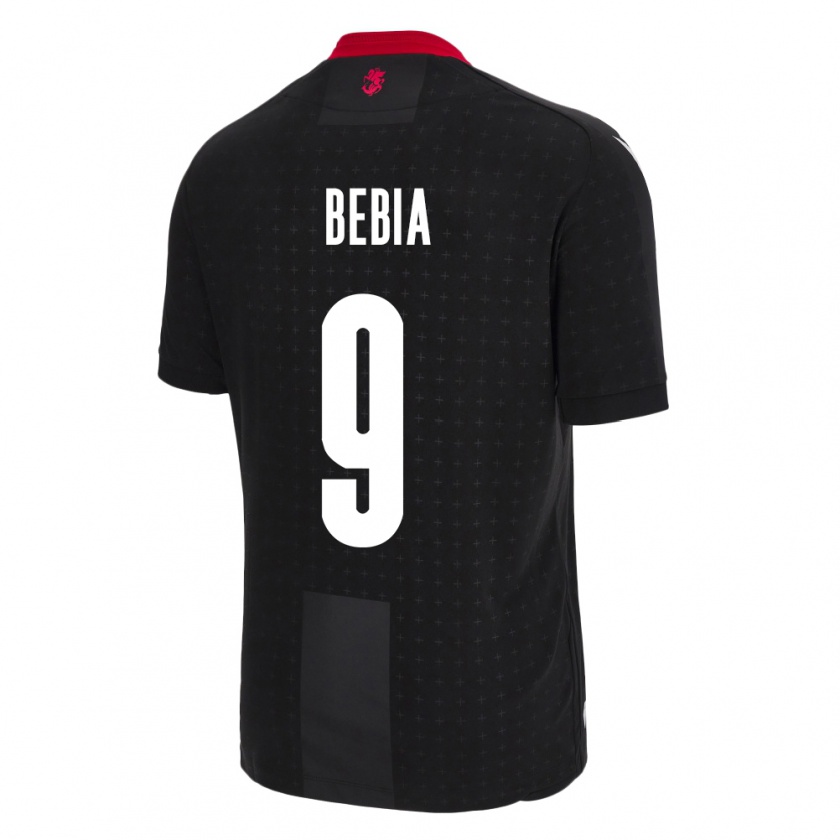 Kandiny Bambino Maglia Georgia Maiko Bebia #9 Nero Kit Gara Away 24-26 Maglietta