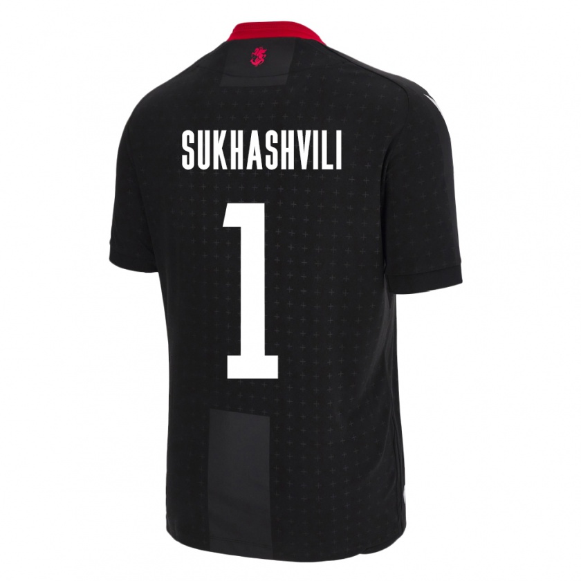 Kandiny Bambino Maglia Georgia Teona Sukhashvili #1 Nero Kit Gara Away 24-26 Maglietta