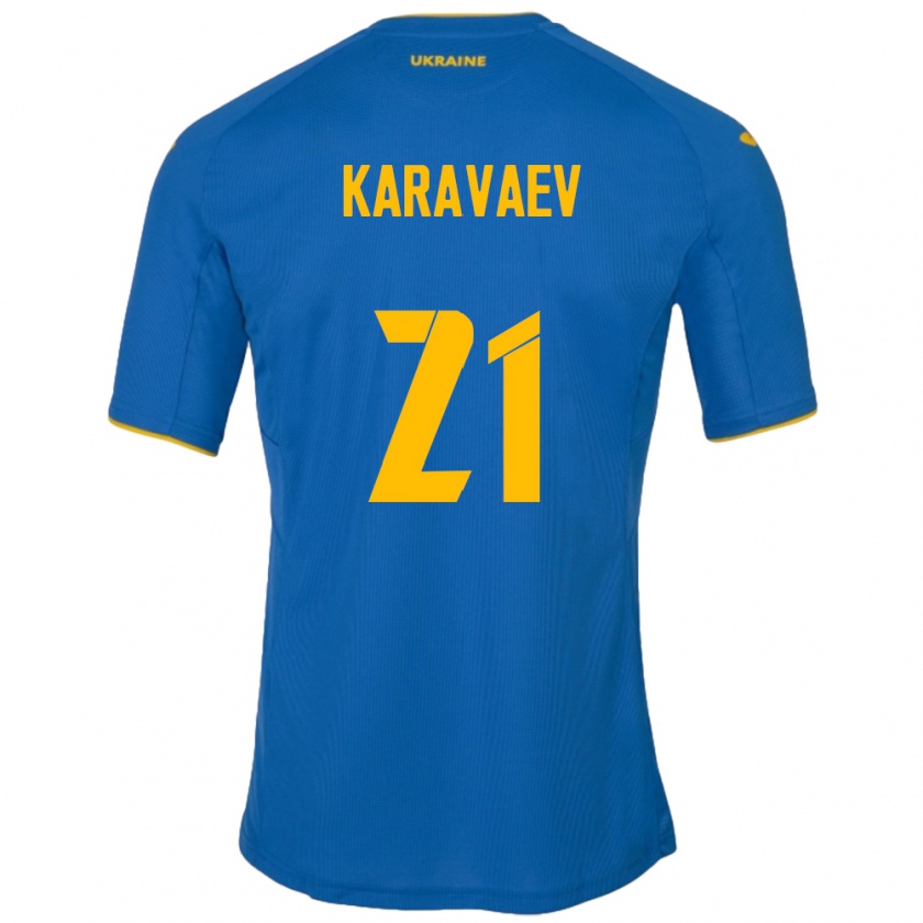 Kandiny Kinderen Oekraïne Oleksandr Karavaev #21 Blauw Uitshirt Uittenue 24-26 T-Shirt