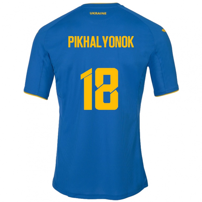 Kandiny Bambino Maglia Ucraina Oleksandr Pikhalyonok #18 Blu Kit Gara Away 24-26 Maglietta