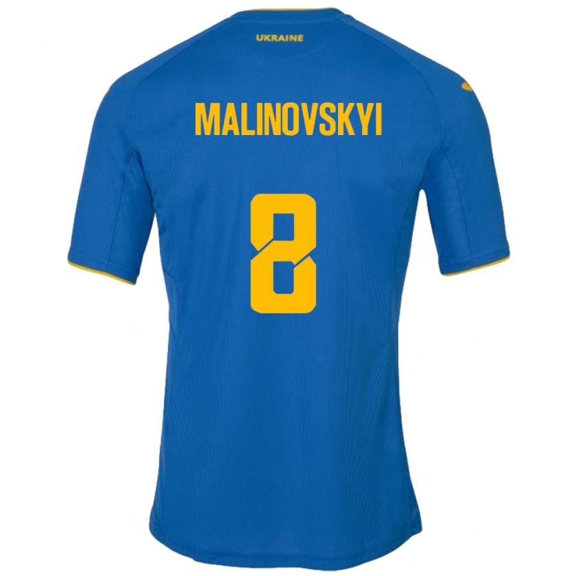 Kandiny Bambino Maglia Ucraina Ruslan Malinovskyi #8 Blu Kit Gara Away 24-26 Maglietta