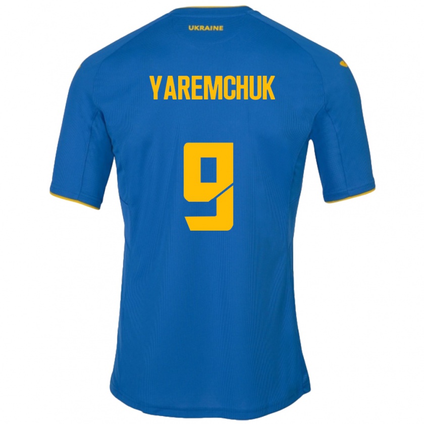 Kandiny Bambino Maglia Ucraina Roman Yaremchuk #9 Blu Kit Gara Away 24-26 Maglietta