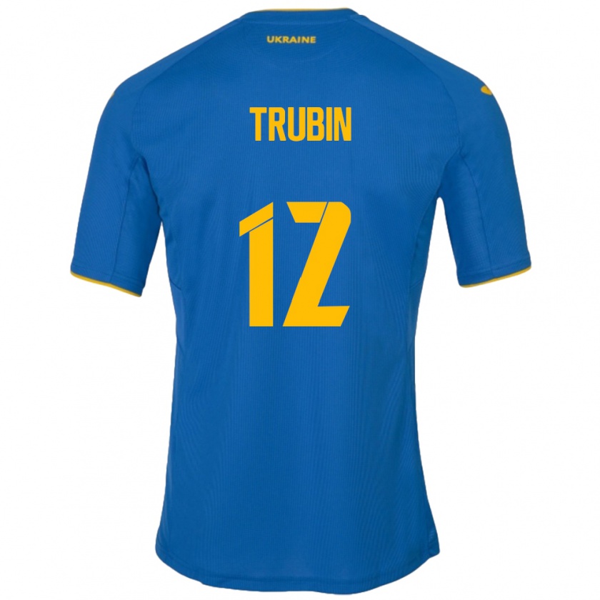 Kandiny Bambino Maglia Ucraina Anatoliy Trubin #12 Blu Kit Gara Away 24-26 Maglietta