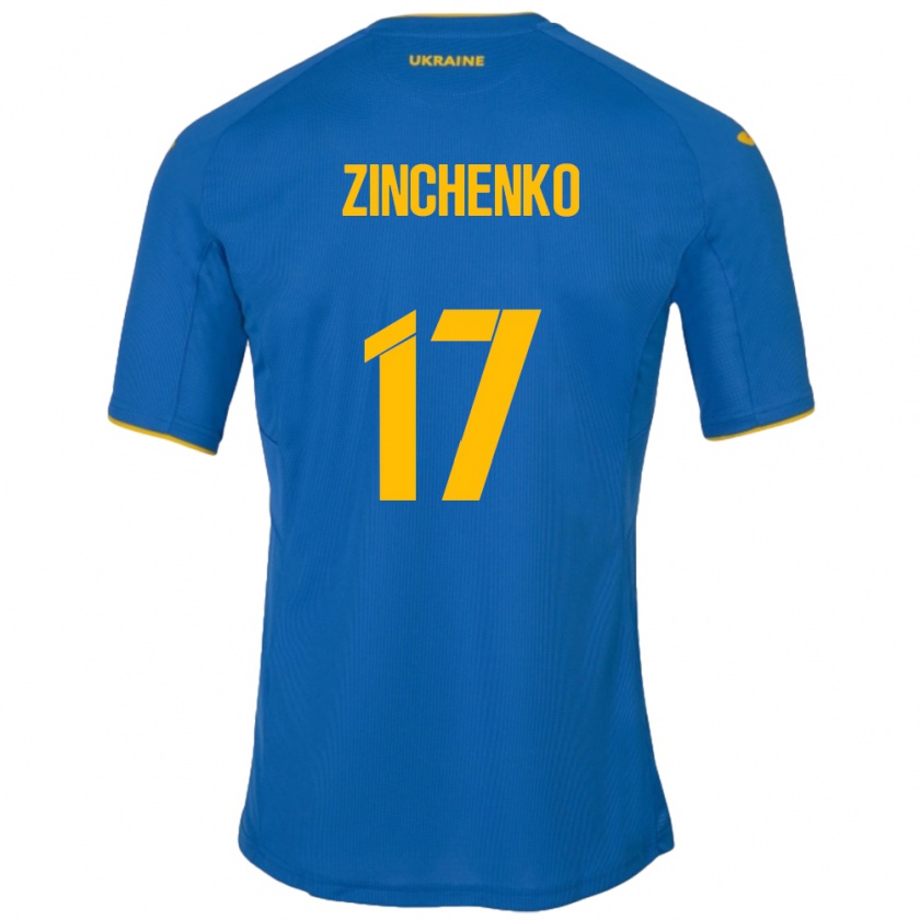 Kandiny Bambino Maglia Ucraina Oleksandr Zinchenko #17 Blu Kit Gara Away 24-26 Maglietta