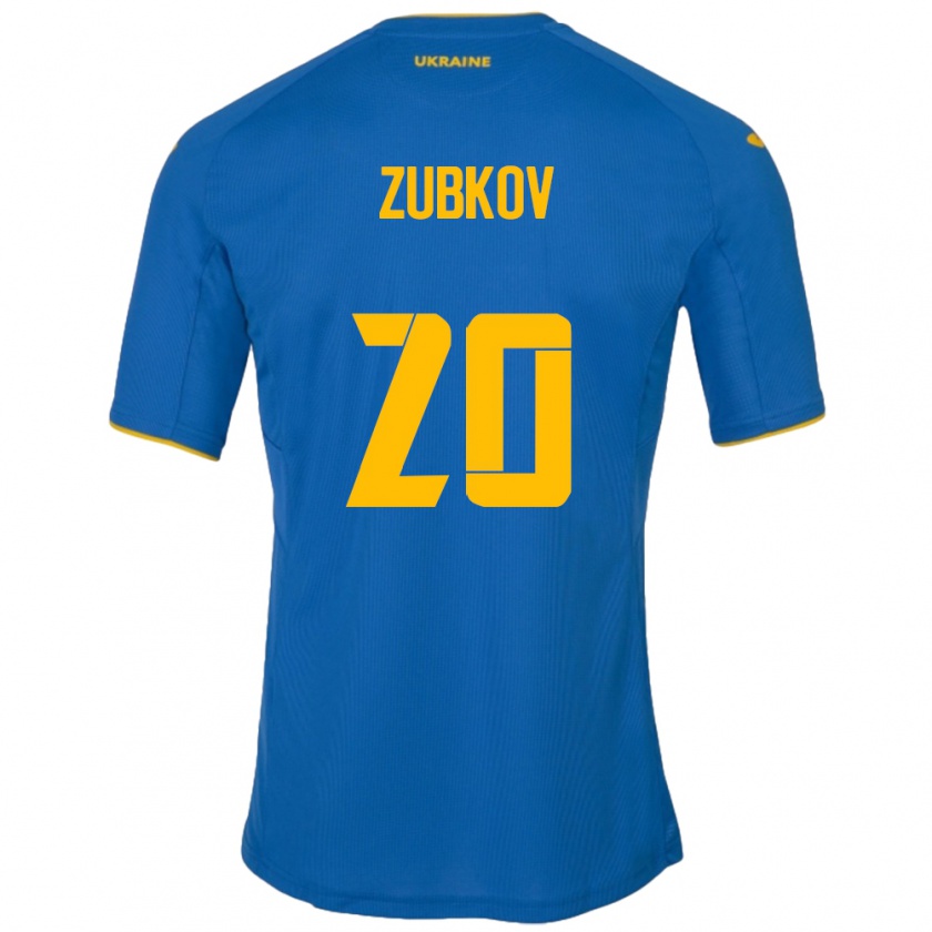 Kandiny Bambino Maglia Ucraina Oleksandr Zubkov #20 Blu Kit Gara Away 24-26 Maglietta