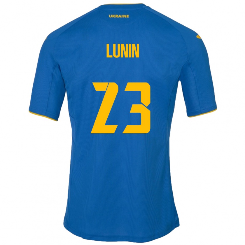 Kandiny Kinderen Oekraïne Andriy Lunin #23 Blauw Uitshirt Uittenue 24-26 T-Shirt België