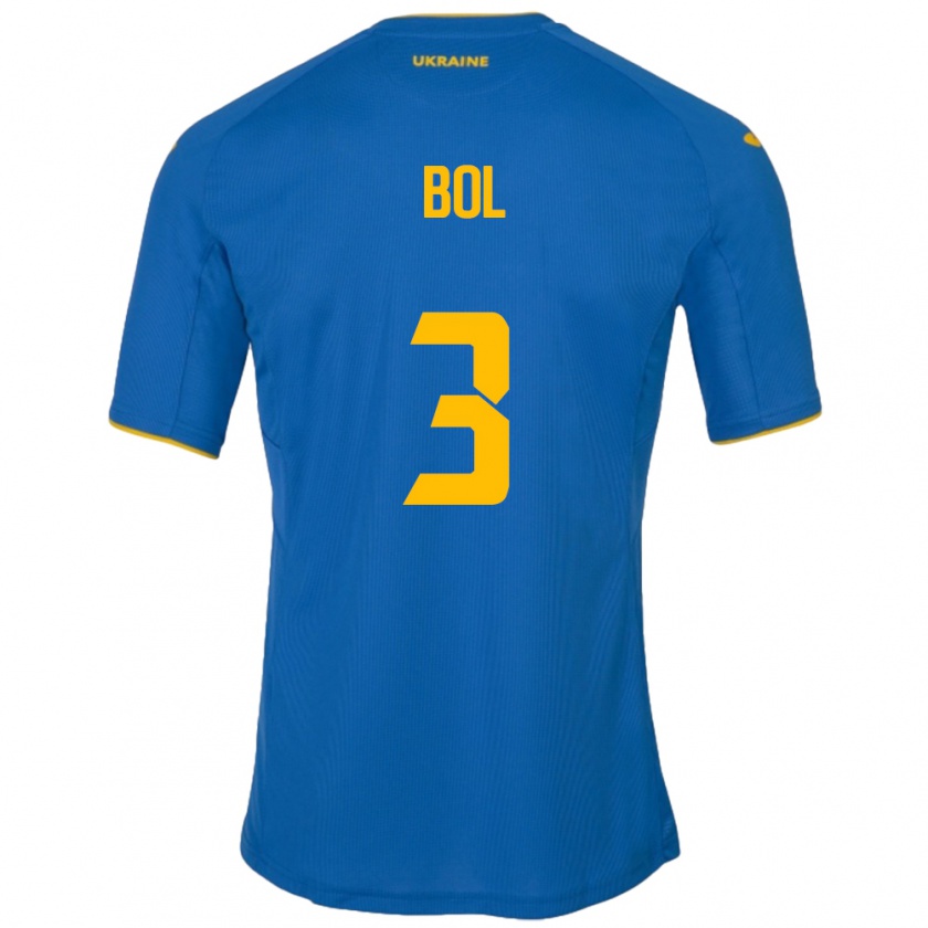 Kandiny Bambino Maglia Ucraina Anton Bol #3 Blu Kit Gara Away 24-26 Maglietta