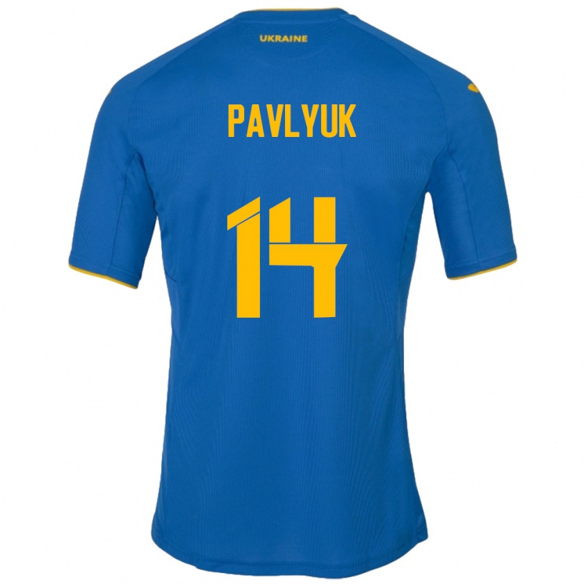 Kandiny Kinder Ukraine Yevgen Pavlyuk #14 Blau Auswärtstrikot Trikot 24-26 T-Shirt Österreich