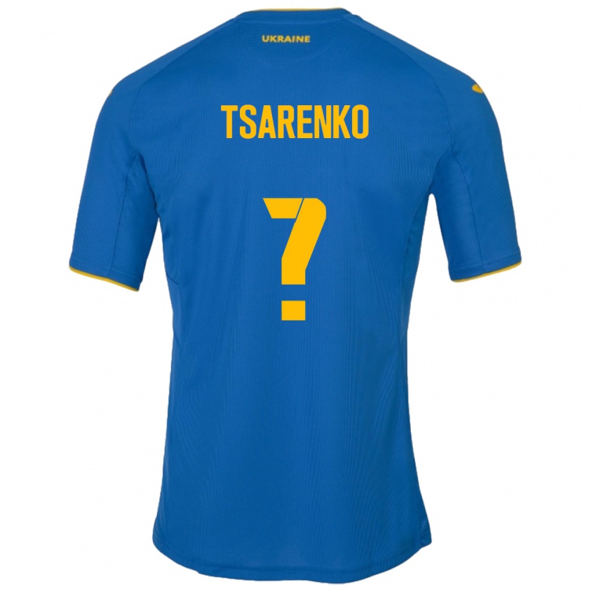 Kandiny Bambino Maglia Ucraina Anton Tsarenko #0 Blu Kit Gara Away 24-26 Maglietta