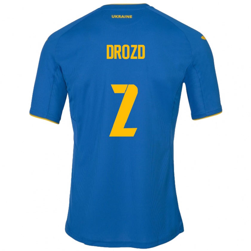 Kandiny Bambino Maglia Ucraina Anton Drozd #2 Blu Kit Gara Away 24-26 Maglietta