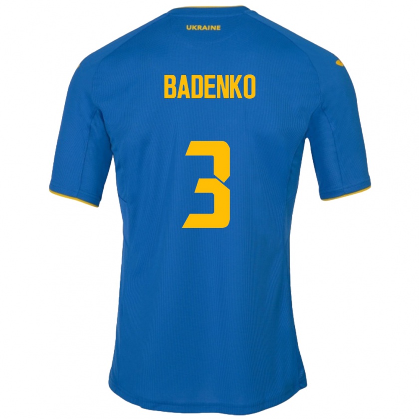 Kandiny Bambino Maglia Ucraina Ilya Badenko #3 Blu Kit Gara Away 24-26 Maglietta