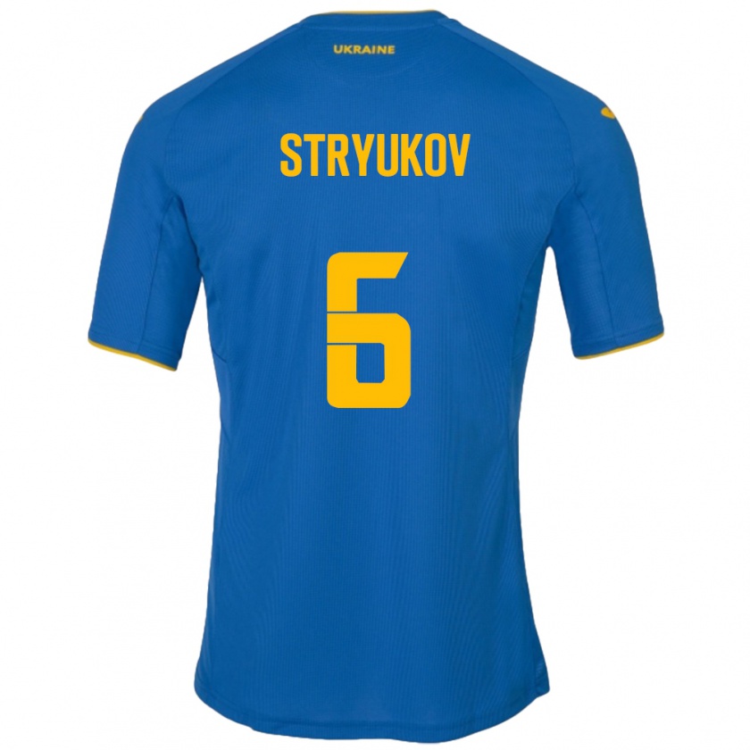 Kandiny Bambino Maglia Ucraina Maksym Stryukov #6 Blu Kit Gara Away 24-26 Maglietta