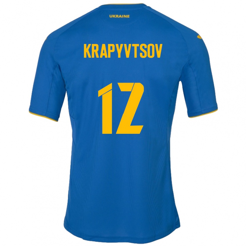 Kandiny Kinderen Oekraïne Vladyslav Krapyvtsov #12 Blauw Uitshirt Uittenue 24-26 T-Shirt België