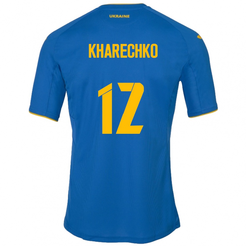 Kandiny Kinder Ukraine Oleksandr Kharechko #12 Blau Auswärtstrikot Trikot 24-26 T-Shirt Österreich