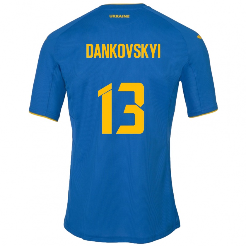 KandinyキッズウクライナYegor Dankovskyi#13青アウェイシャツ24-26ジャージーユニフォーム