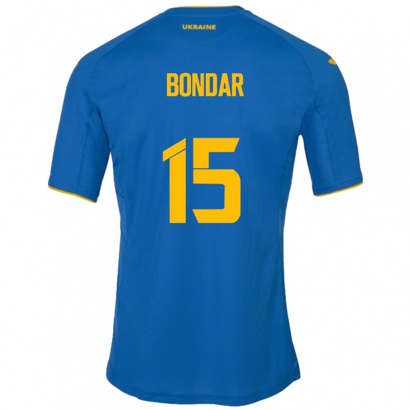 Kandiny Bambino Maglia Ucraina Nazar Bondar #15 Blu Kit Gara Away 24-26 Maglietta