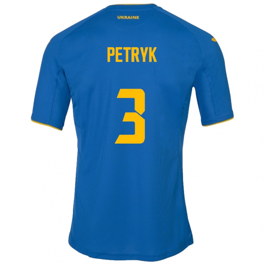 Kandiny Bambino Maglia Ucraina Anna Petryk #3 Blu Kit Gara Away 24-26 Maglietta