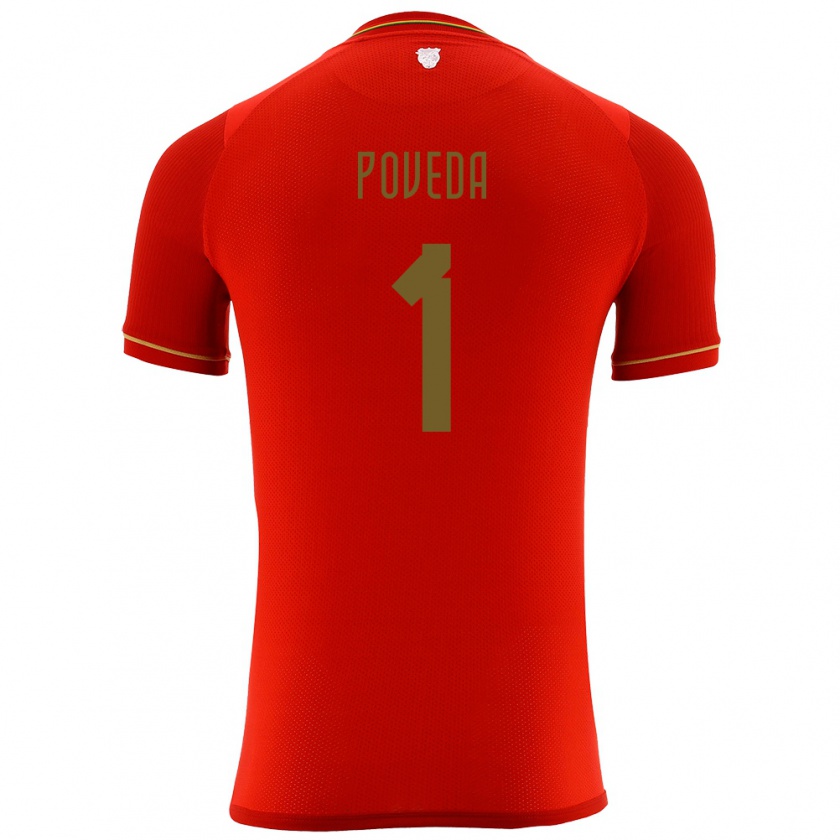 Kandiny Bambino Maglia Bolivia Bruno Poveda #1 Rosso Kit Gara Away 24-26 Maglietta