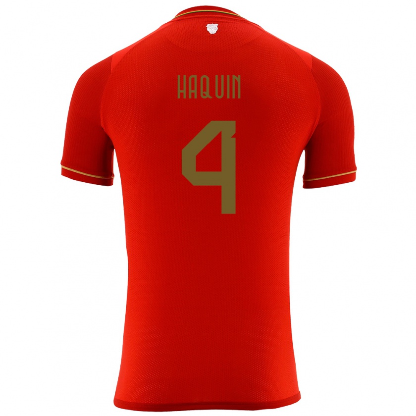 Kandiny Bambino Maglia Bolivia Luis Haquín #4 Rosso Kit Gara Away 24-26 Maglietta