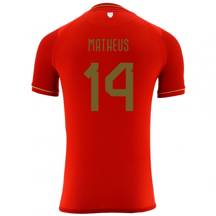 Kandiny Bambino Maglia Bolivia Robson Matheus #14 Rosso Kit Gara Away 24-26 Maglietta