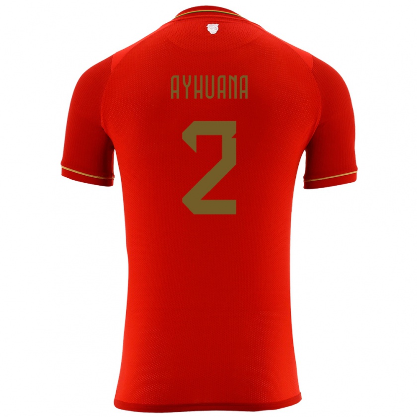 Kandiny Bambino Maglia Bolivia Anderson Ayhuana #2 Rosso Kit Gara Away 24-26 Maglietta