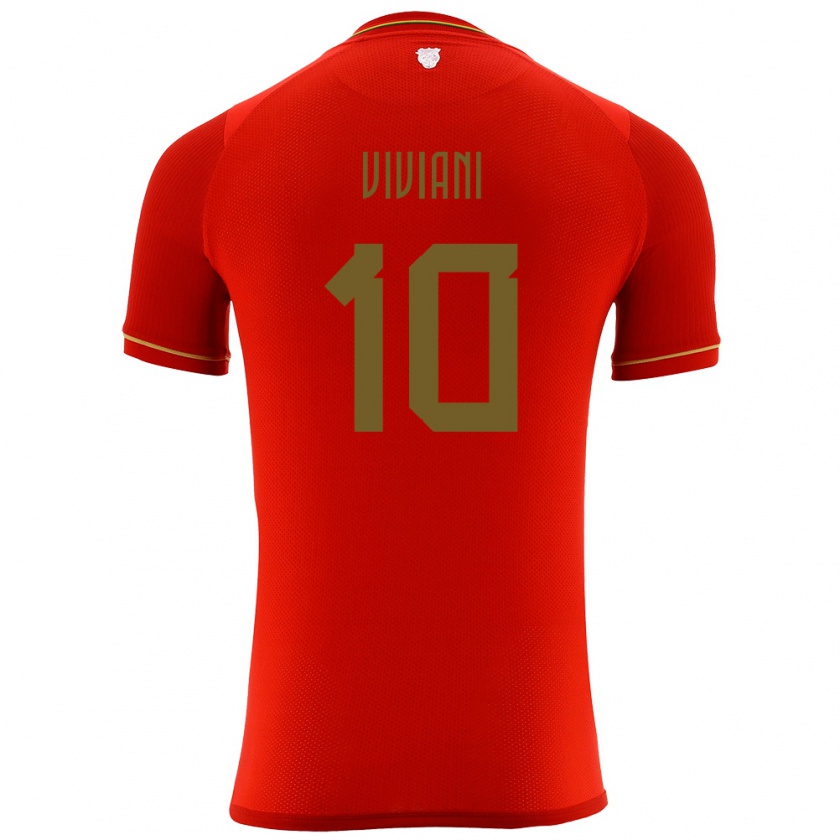 Kandiny Bambino Maglia Bolivia Leonardo Viviani #10 Rosso Kit Gara Away 24-26 Maglietta