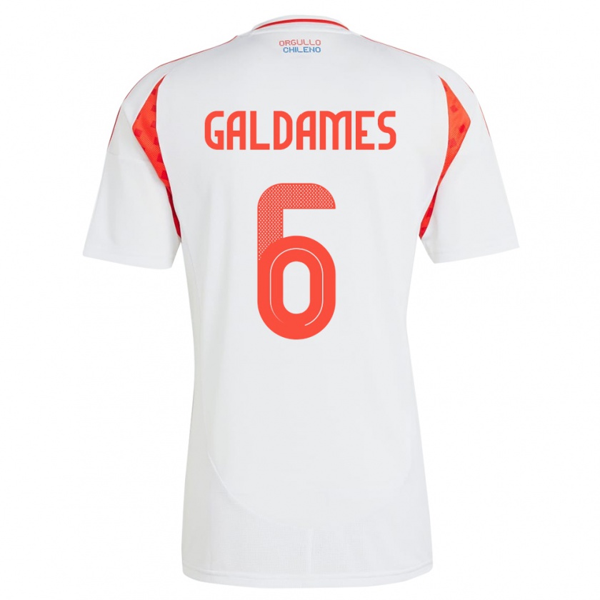 Kandiny Bambino Maglia Cile Thomas Galdames #6 Bianco Kit Gara Away 24-26 Maglietta