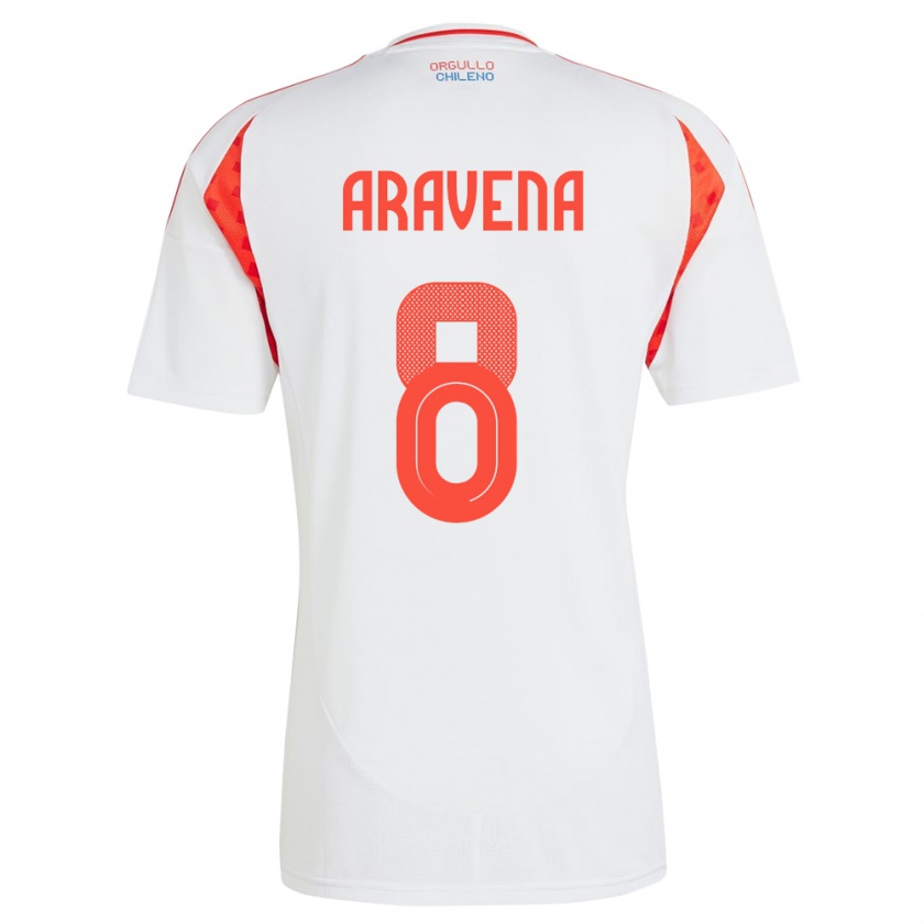 Kandiny Kinder Chile Alexander Aravena #8 Weiß Auswärtstrikot Trikot 24-26 T-Shirt Österreich