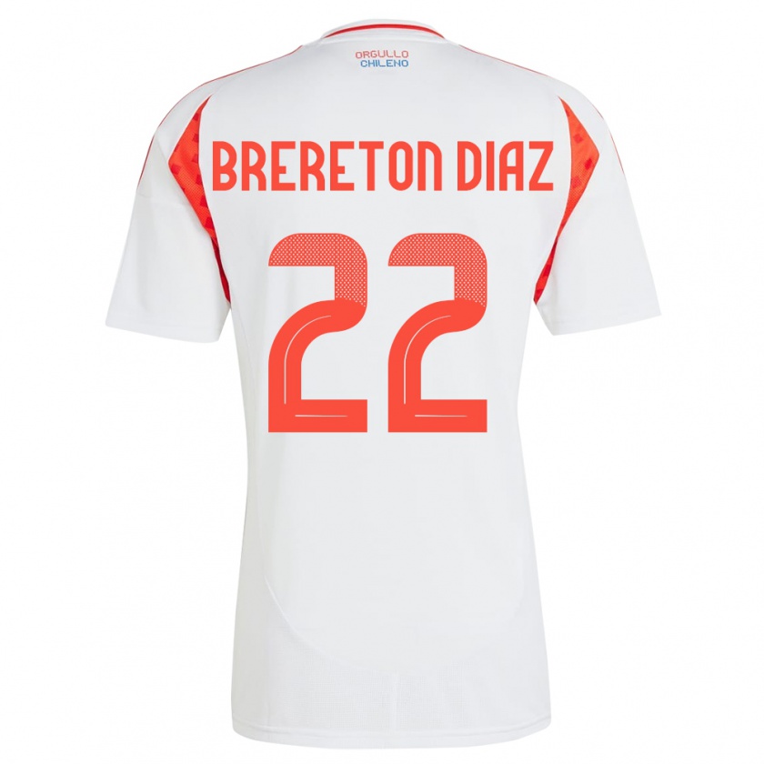 Kandiny Bambino Maglia Cile Ben Brereton Díaz #22 Bianco Kit Gara Away 24-26 Maglietta