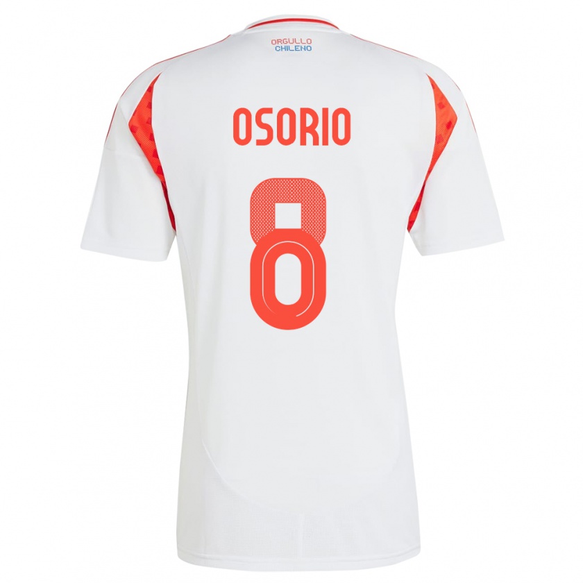 Kandiny Bambino Maglia Cile Darío Osorio #8 Bianco Kit Gara Away 24-26 Maglietta