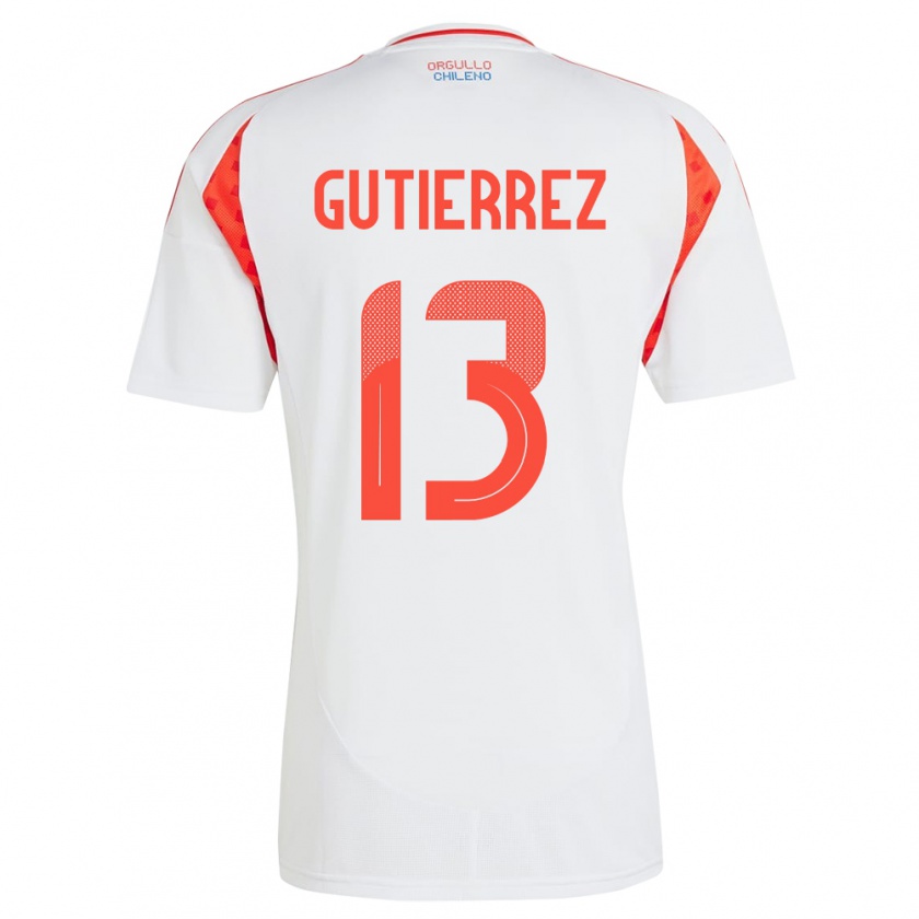 Kandiny Bambino Maglia Cile Daniel Gutiérrez #13 Bianco Kit Gara Away 24-26 Maglietta