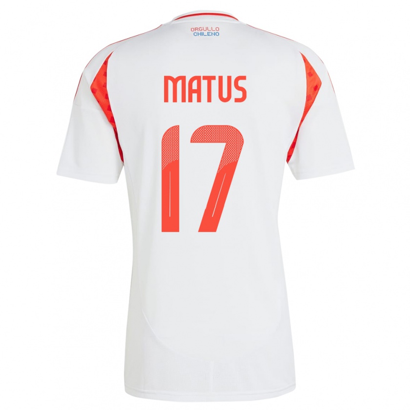 Kandiny Bambino Maglia Cile Esteban Matus #17 Bianco Kit Gara Away 24-26 Maglietta