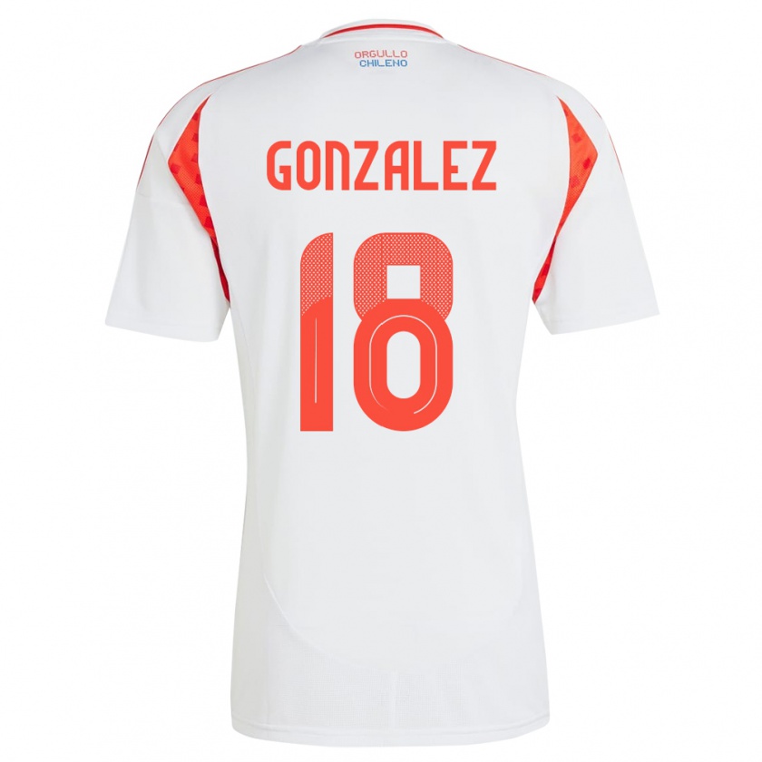 Kandiny Niño Camiseta Chile Bryan González #18 Blanco 2ª Equipación 24-26 La Camisa