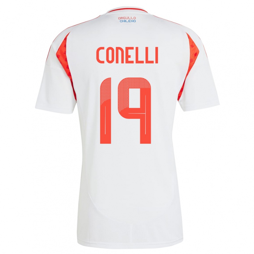 Kandiny Bambino Maglia Cile Vicente Conelli #19 Bianco Kit Gara Away 24-26 Maglietta