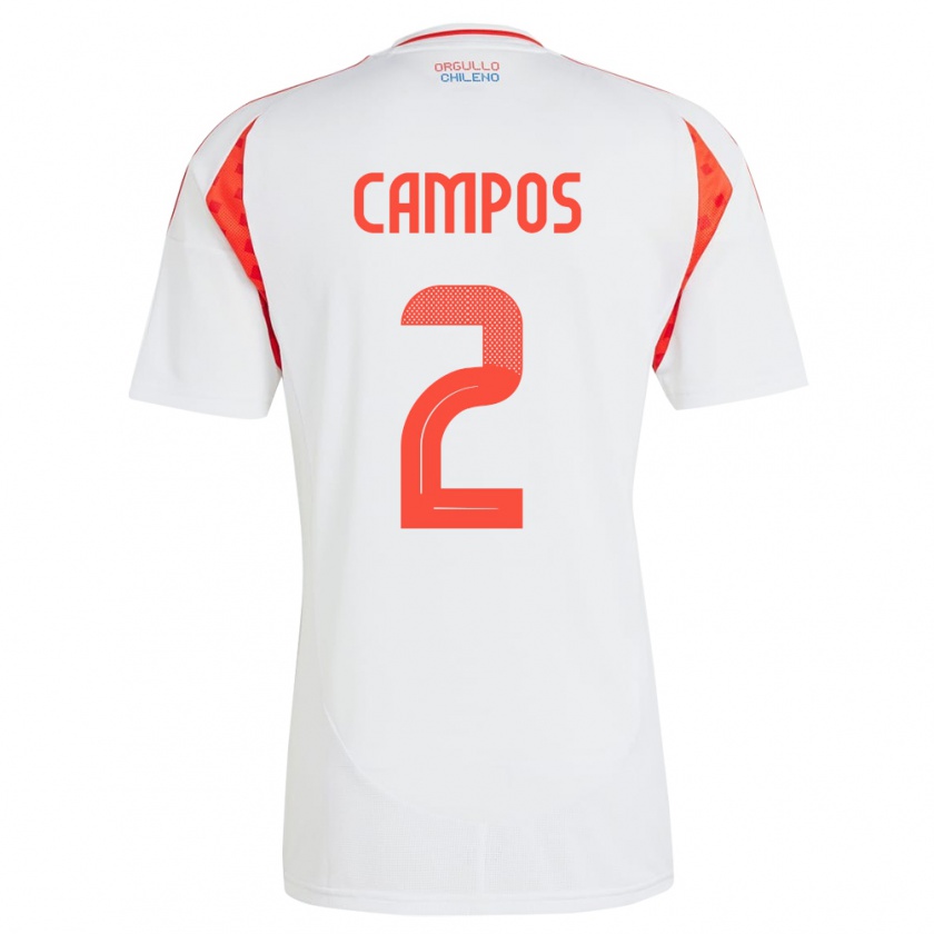 Kandiny Kinder Chile Víctor Campos #2 Weiß Auswärtstrikot Trikot 24-26 T-Shirt Österreich